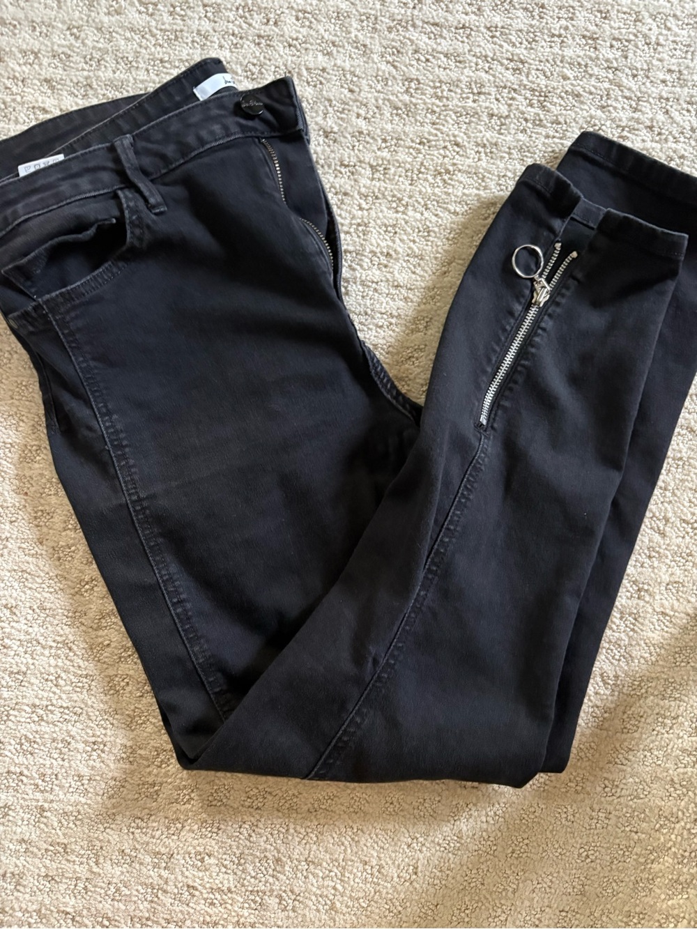 Sam Edelman The Stiletto High Rise Skinny Ankle Jeans Black Size 33 Zip Hem